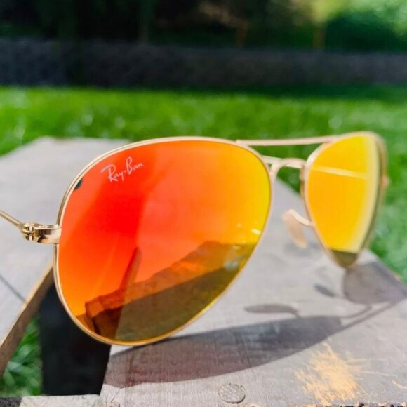 Ray-Ban Unisex RB3025 58" Authentic Orange Gold Sunglasses - Picture 5 of 7